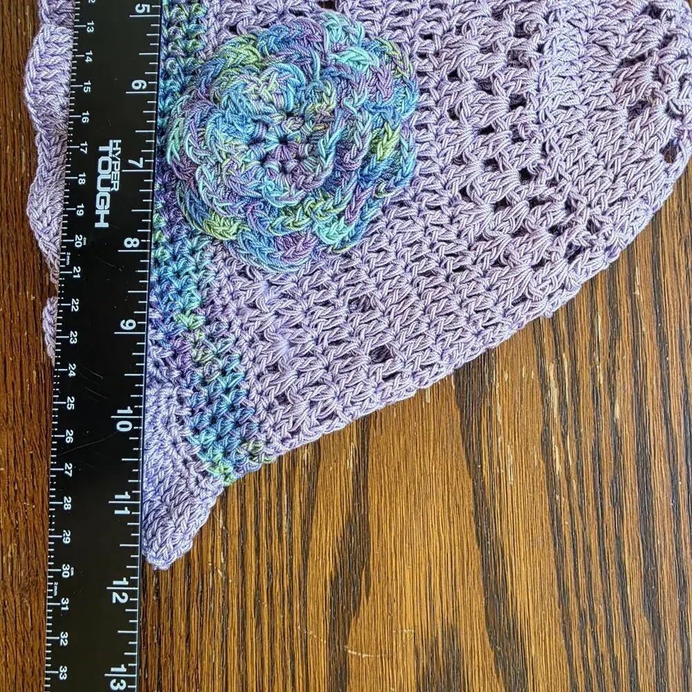 Y2K Bucket Hat Handmade Knit Floral 90s Crochet Purple Green Feminine‎ Statement